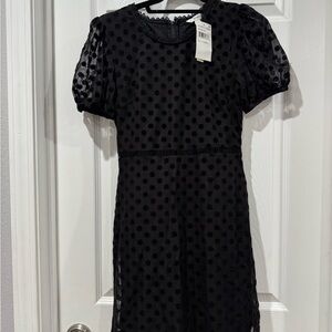 Nordstrom Black Polka Dot Puff Sleeve Mini Dress